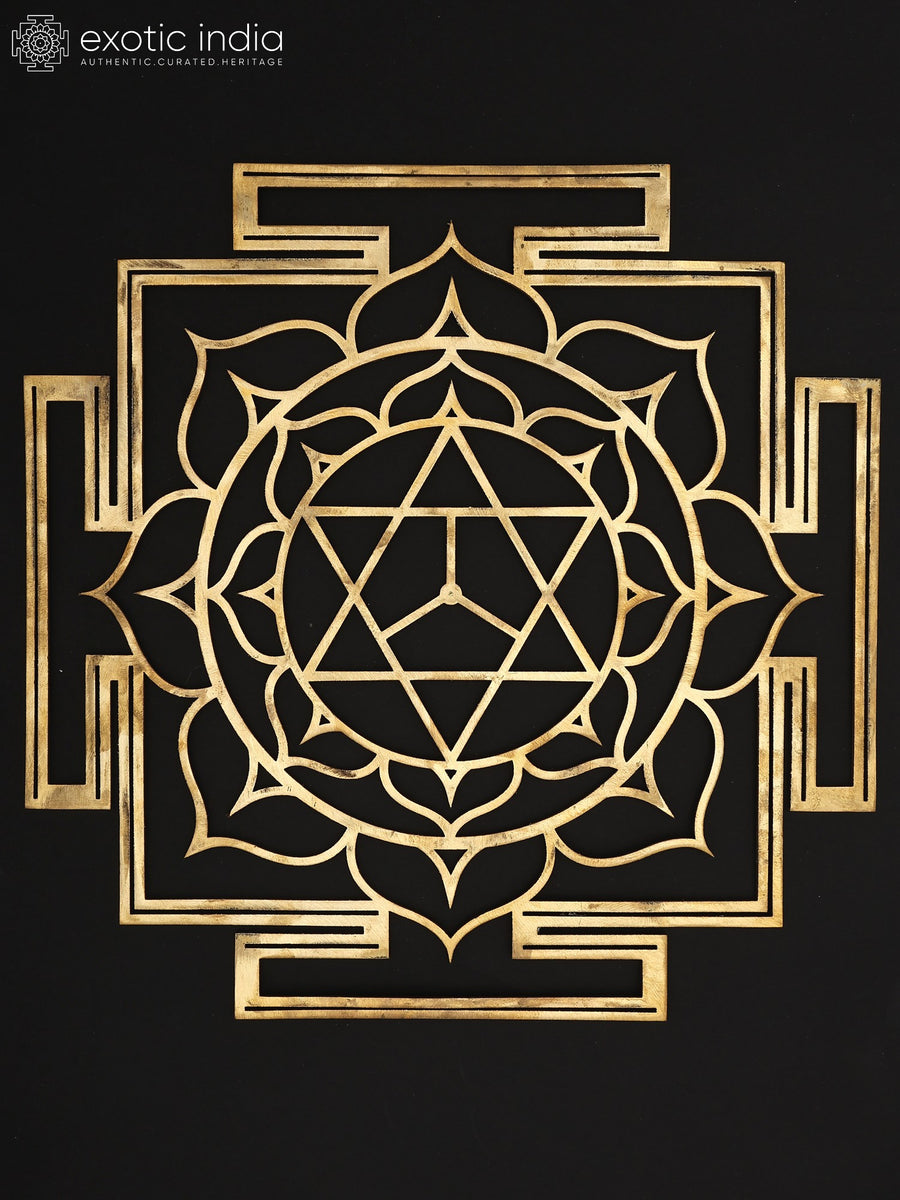 15" Bhuvaneshwari Yantra Brass Wall Hanging for Pooja