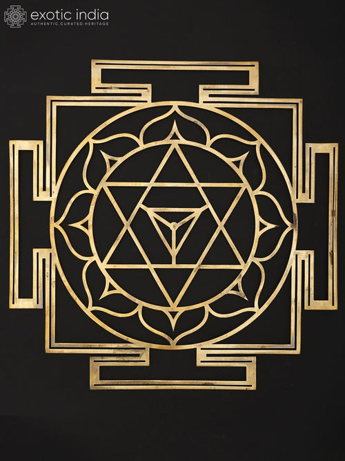 15" Dhumavati Yantra Brass Wall Hanging for Mental Strength and Prosperity