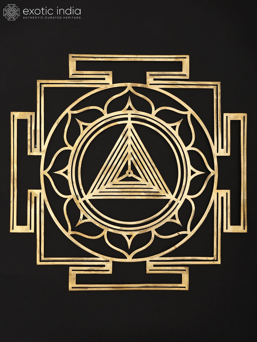 15" Mahakali Yantra Brass Wall Hanging for Protection