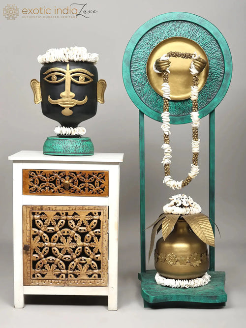 59" Divine Wedding of Lord Shiva and Shakti Brass Sculpture