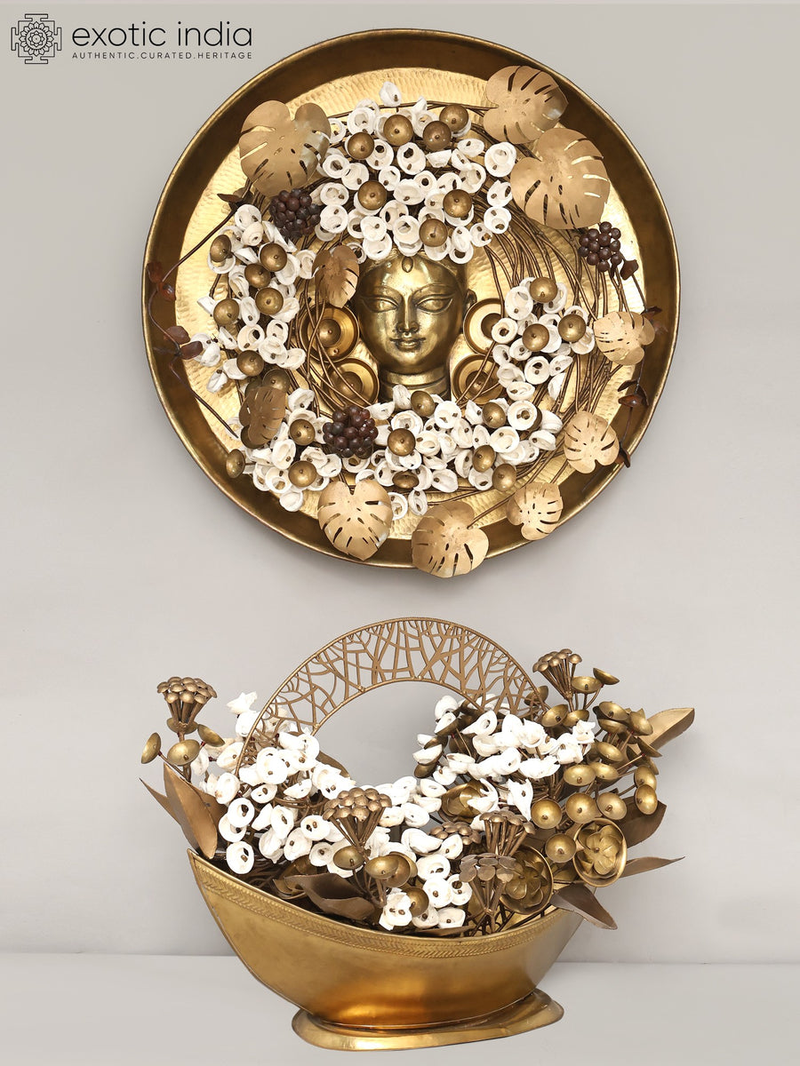 36" Brass Blooming Nature Pair Statue for Home Decor