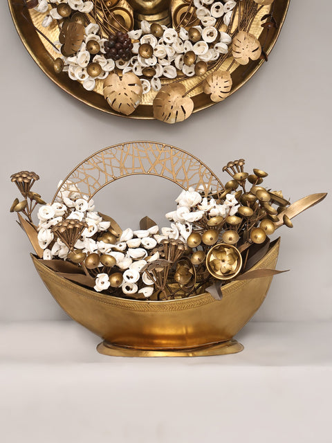 36" Decorative Pair of Blooming Nature in Brass - Divine Harmony | Home Decor Item