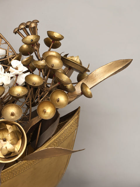 36" Decorative Pair of Blooming Nature in Brass - Divine Harmony | Home Decor Item