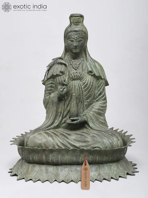 18" Goddess Kwan Yin Handmade Brass Statue for Pooja