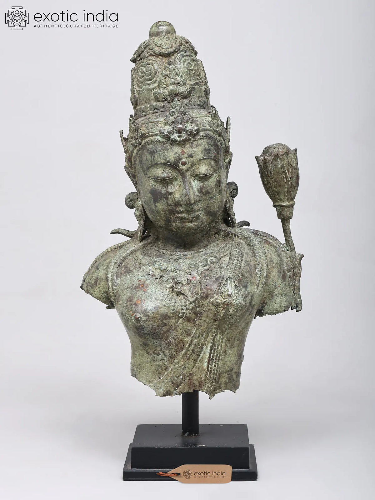 19" Goddess Tara Bust | Balinese Brass Statue
