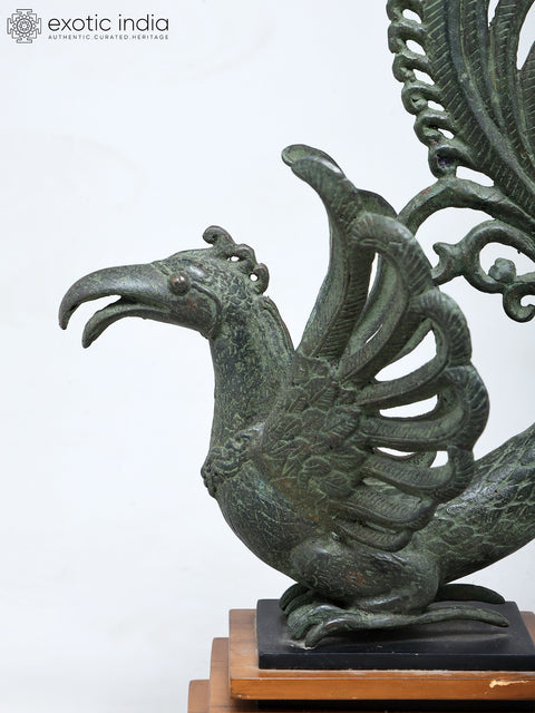 17" Mythical Bird | Home Decor | Brass Statue on Wood Base
