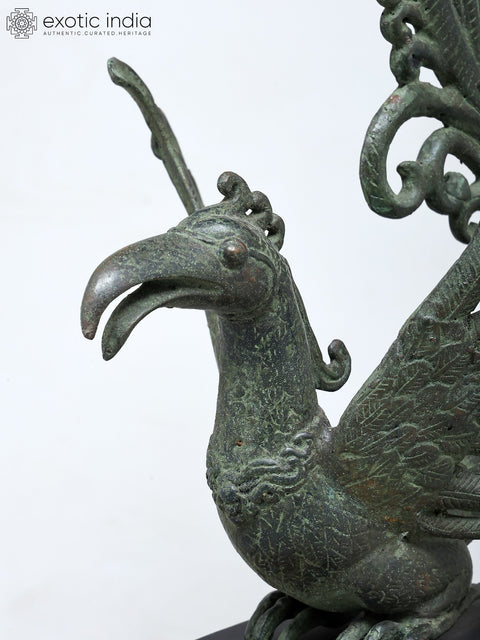 17" Mythical Bird | Home Decor | Brass Statue on Wood Base