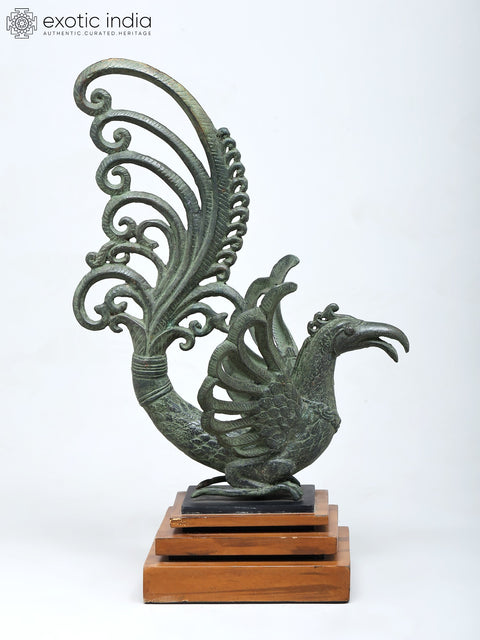 17" Mythical Bird | Home Decor | Brass Statue on Wood Base