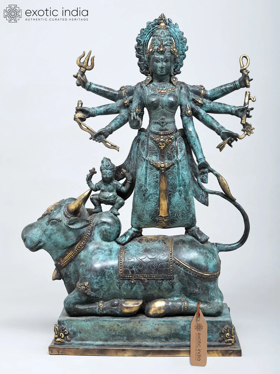 22" Goddess Parvati to Durga Brass Statue for Pooja