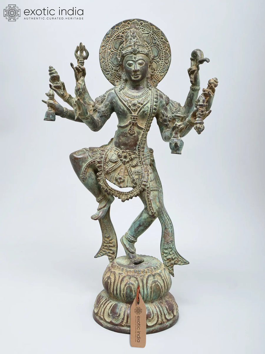 18" Eight Armed Nataraja Dancing Shiva Brass Statue