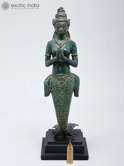 12" Suvannamaccha Mermaid Handmade Brass Statue