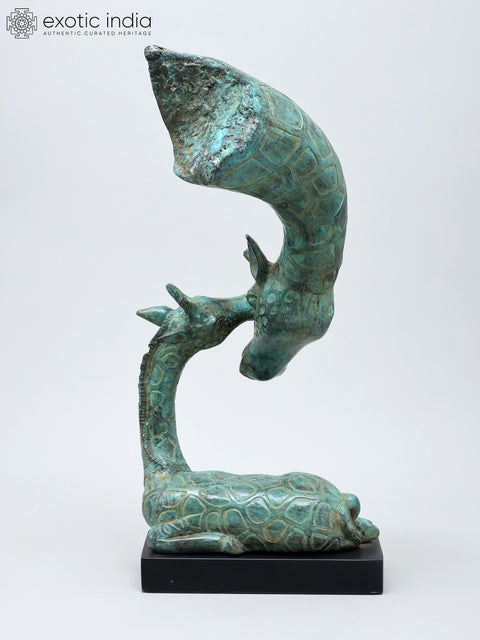 A Tale of Tenderness in Metal: Giraffe Mother and Child | Brass on Wood Home Decor