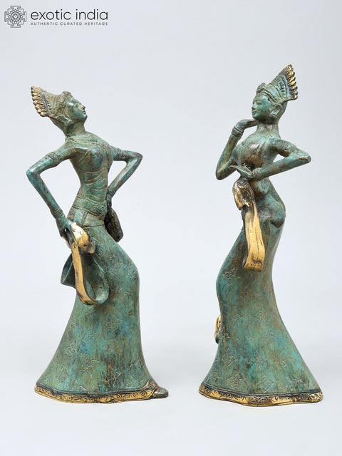 10" Rhythm of Grace | Dancing Diva Brass Statues Pair | Home Decor