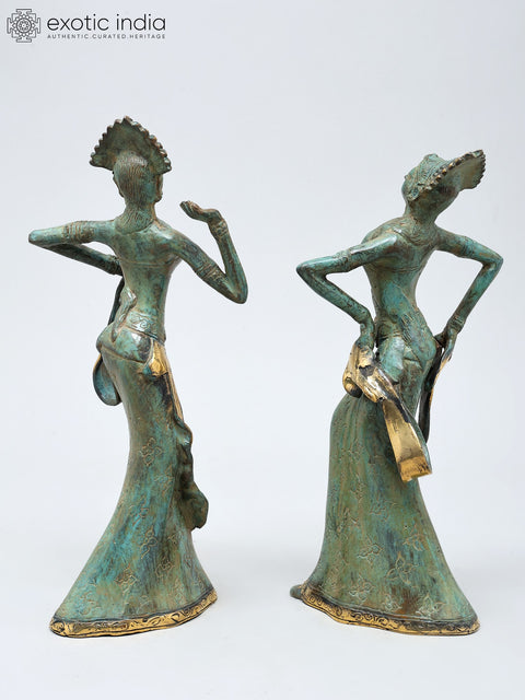 10" Rhythm of Grace | Dancing Diva Brass Statues Pair | Home Decor