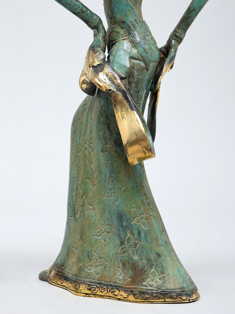 10" Rhythm of Grace | Dancing Diva Brass Statues Pair | Home Decor