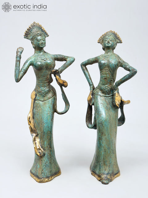 10" Rhythm of Grace | Dancing Diva Brass Statues Pair | Home Decor