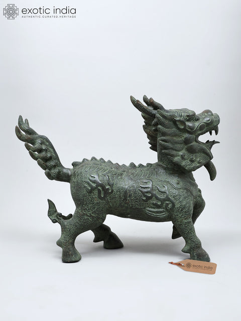 18" The Chinese Qilin | Brass Statue