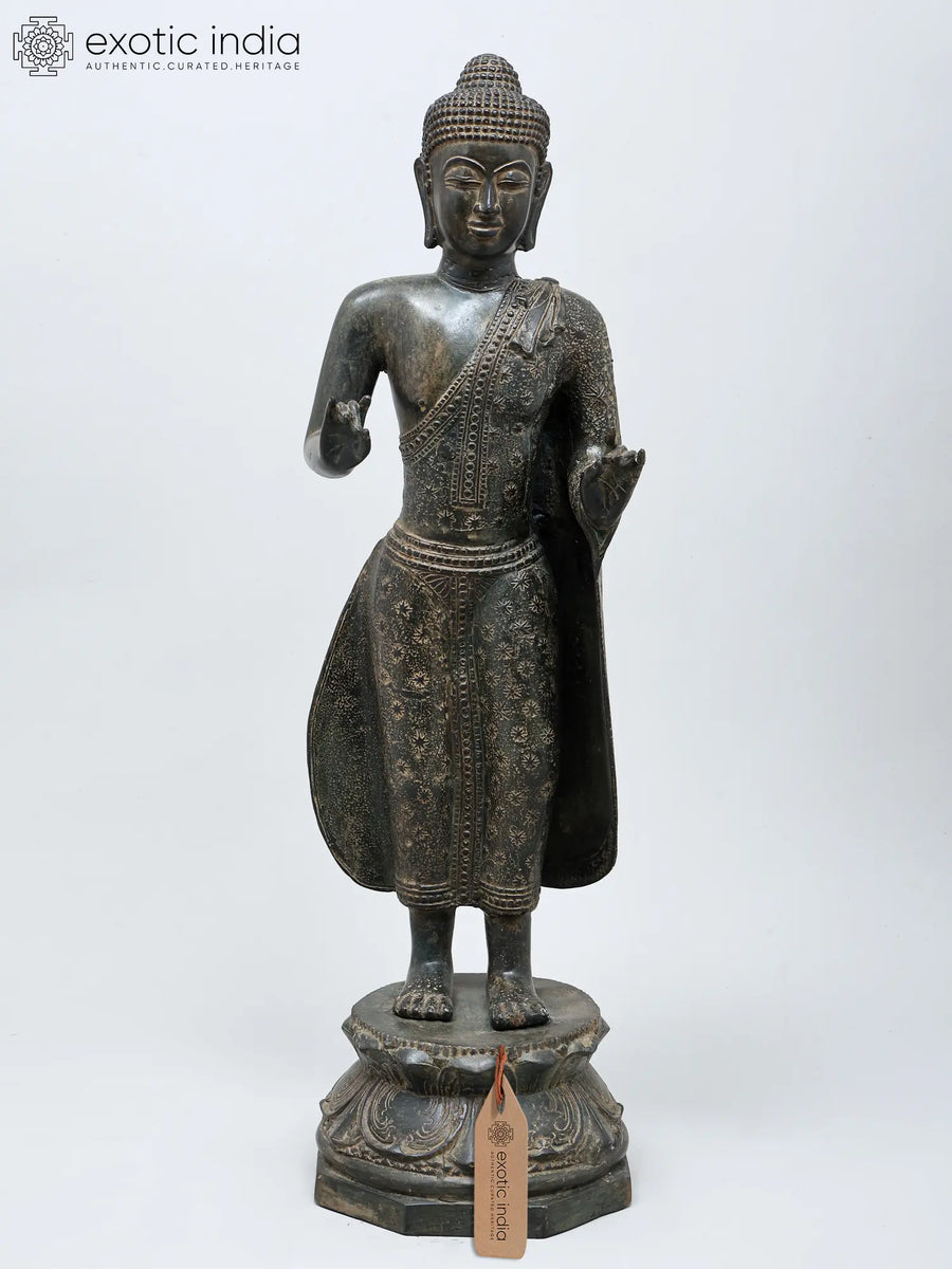 25" Standing Lord Buddha Karana Mudra Brass Statue