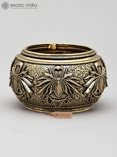 3" Superfine Decorative Brass Bowl with Flowers Design | Home Decor Item | Made in India
