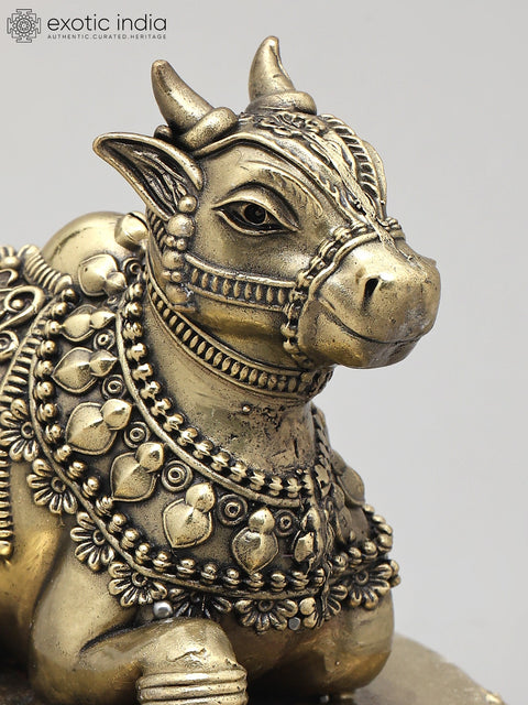5" Small Superfine Nandi - Vahana of Lord Shiva | Brass Statue