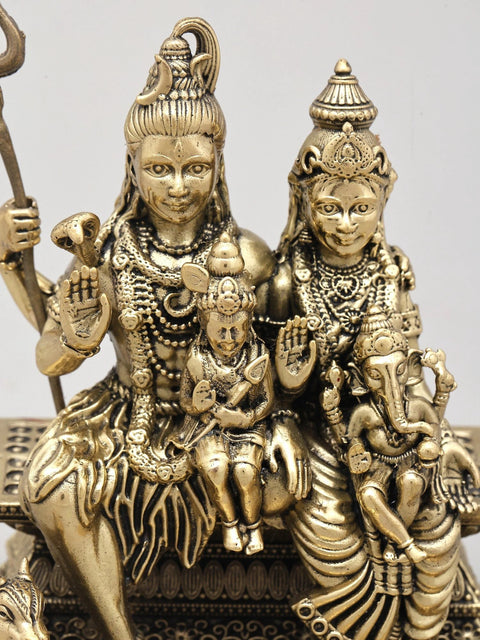 4" Small Superfine Shiva Family | Brass Statue