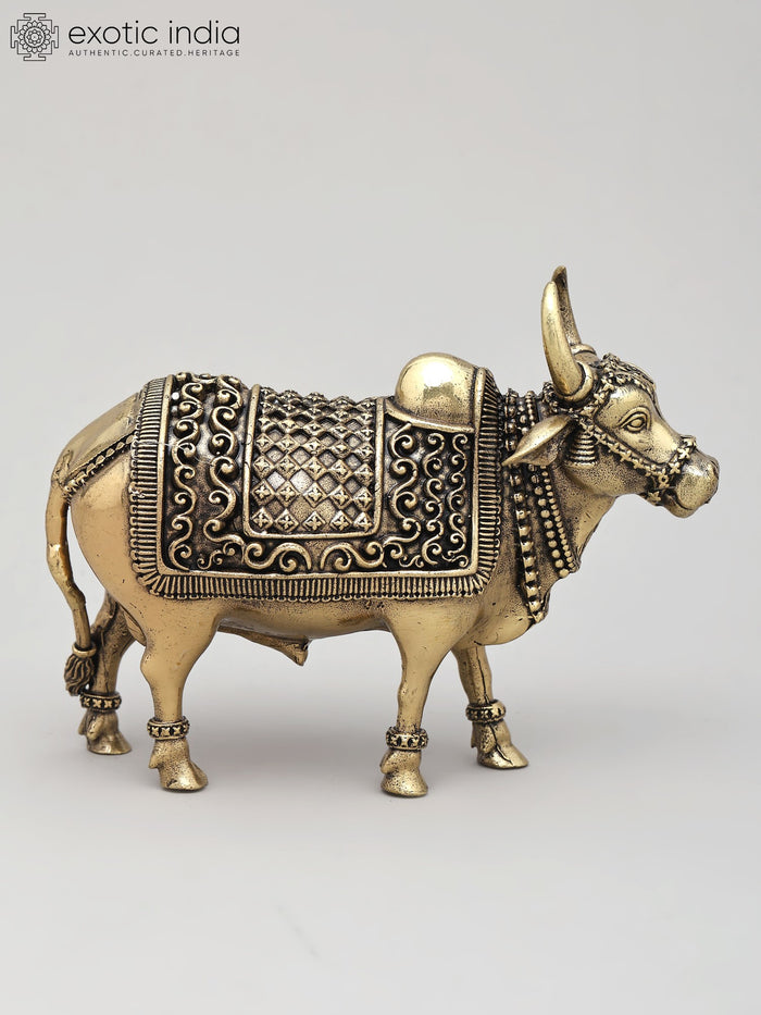 5" Standing Nandi Brass Statue for Pooja