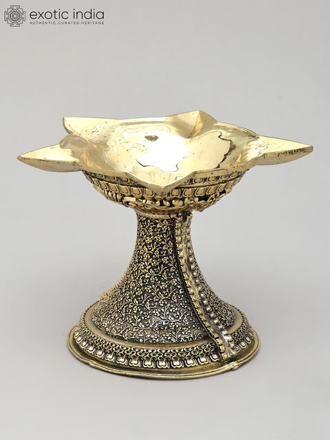 Small Brass Superfine Five Wicks Lamp | Ritual Item