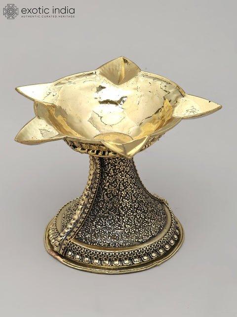 Small Brass Superfine Five Wicks Lamp | Ritual Item
