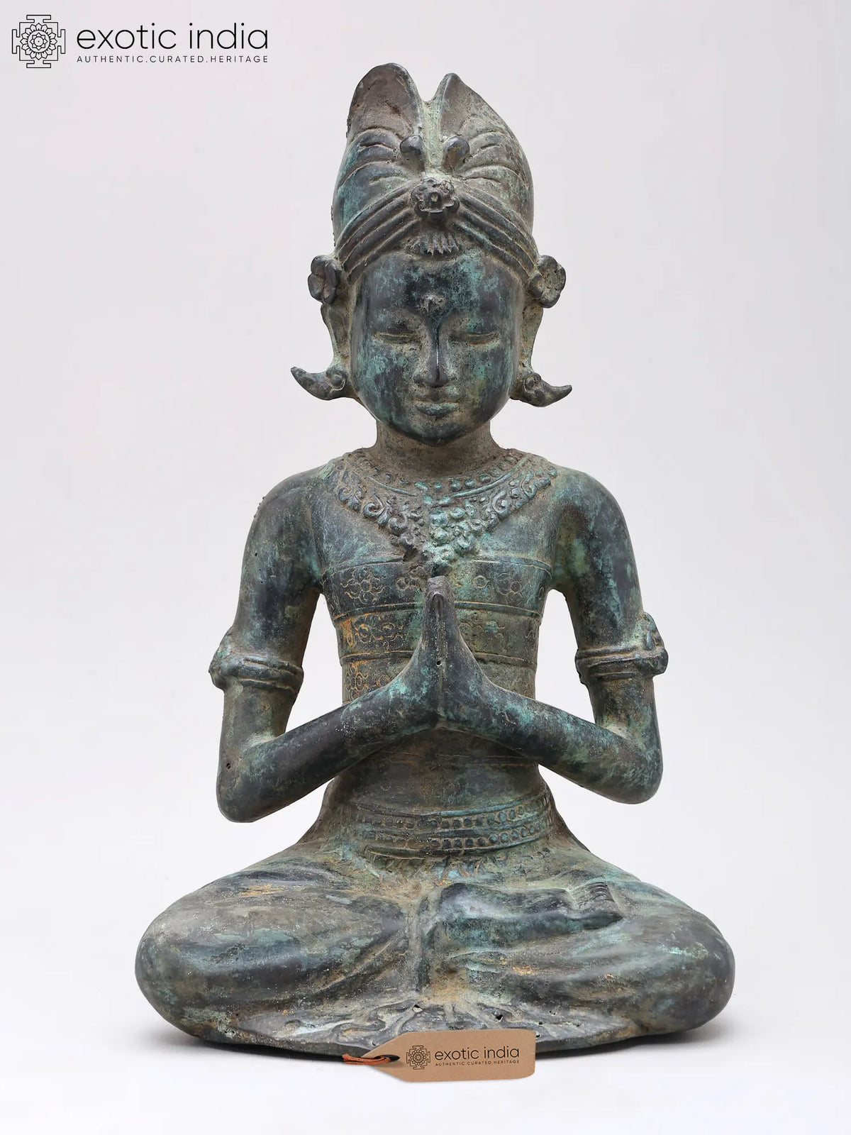 10" Bhakta Prahalad Worshiping Lord Narayan | Brass Statue