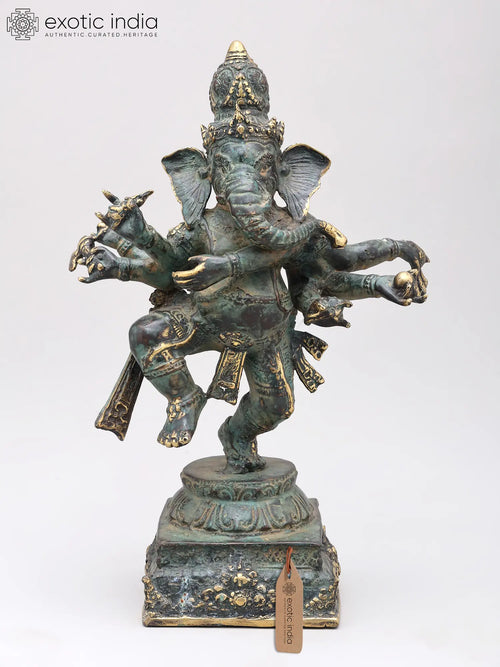 12" Nritya Ganesha Dancing Brass Statue