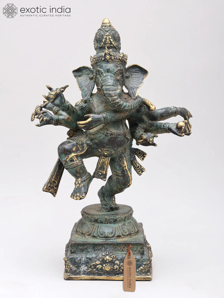 12" Nritya Ganesha Dancing Brass Statue