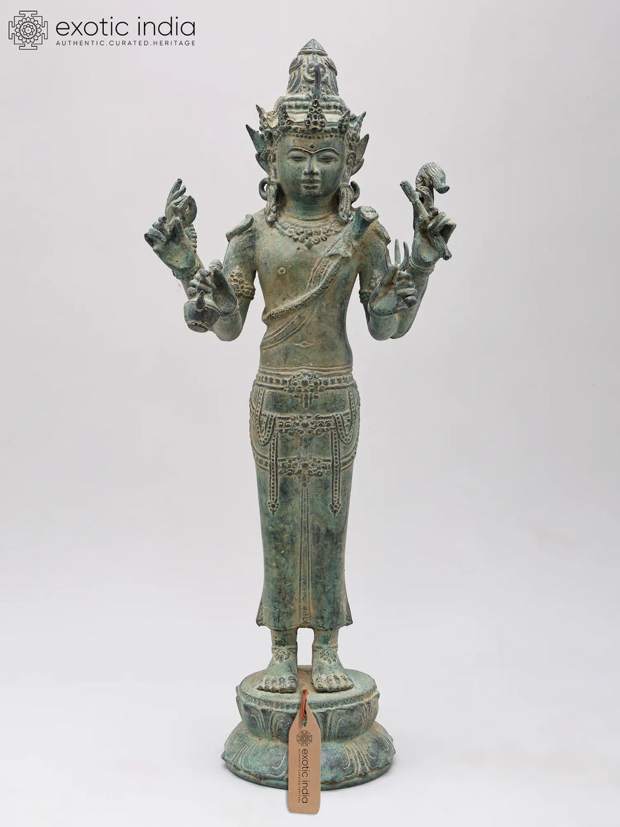 18" Lord Shiva Holding Kamandalu Brass Statue for Pooja