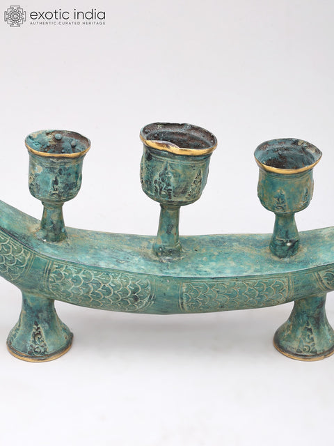 18" Majestic Dragon Candle Holder in Brass | Home Decor