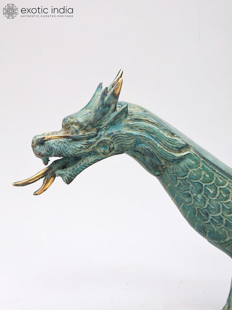 18" Majestic Dragon Candle Holder in Brass | Home Decor