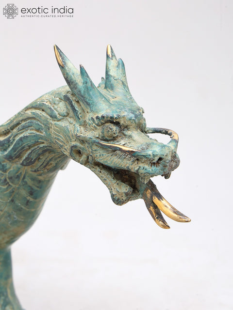 18" Majestic Dragon Candle Holder in Brass | Home Decor