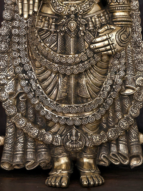 48" Large Superfine Brass Lord Tirupati Balaji (Venkateswara) with Wood Carved Kirtimukha Throne | Made in India