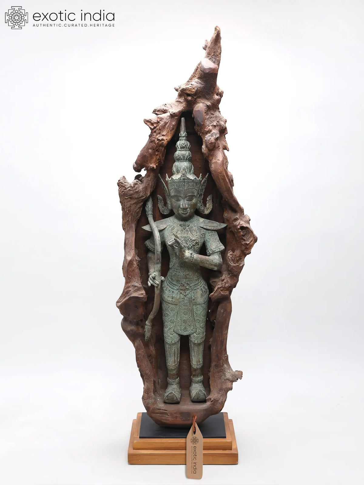 46" Dhanurdhari Lord Rama Enshrined in Wood