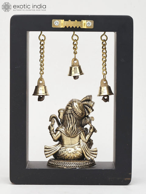 7" Wood Framed Superfine Lord Ganesha in Regal Attire | Brass Idol | Wall Hanging