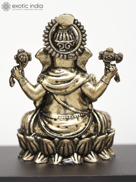 7" Goddess Lakshmi and Lord Ganesha in Wood Frame | Brass Sculpture | Wall Hanging