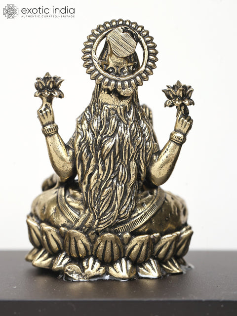 7" Goddess Lakshmi and Lord Ganesha in Wood Frame | Brass Sculpture | Wall Hanging