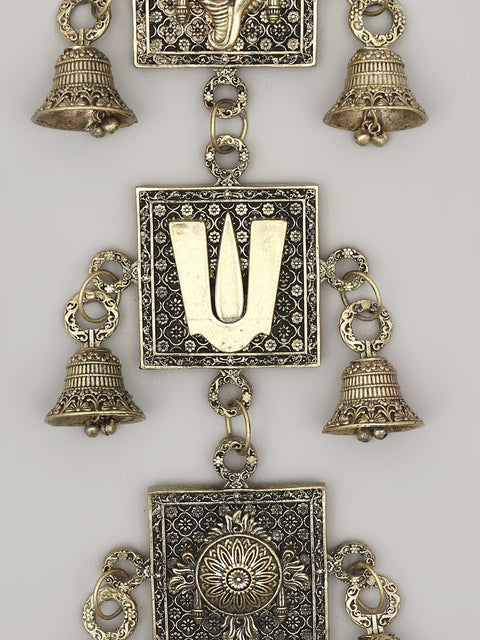 12" Superfine Chakra Tilak and Conch - Vaishanava Symbols | Brass Wall Hanging