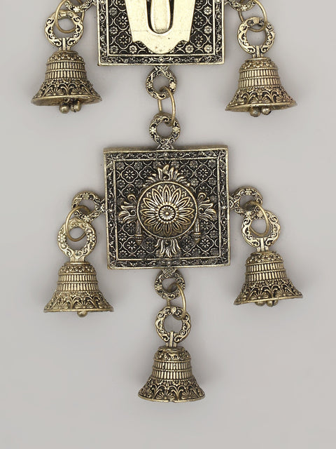 12" Superfine Chakra Tilak and Conch - Vaishanava Symbols | Brass Wall Hanging