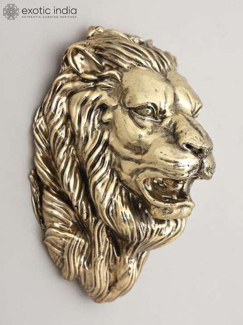 4" Small The Roaring Lion Head - Wall Hanging | Brass Statue | Home Decor