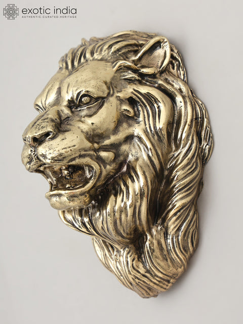 4" Small The Roaring Lion Head - Wall Hanging | Brass Statue | Home Decor