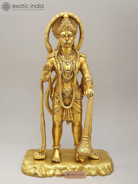 25" Standing Lord Hanuman In Blessing Gesture | Brass Statue