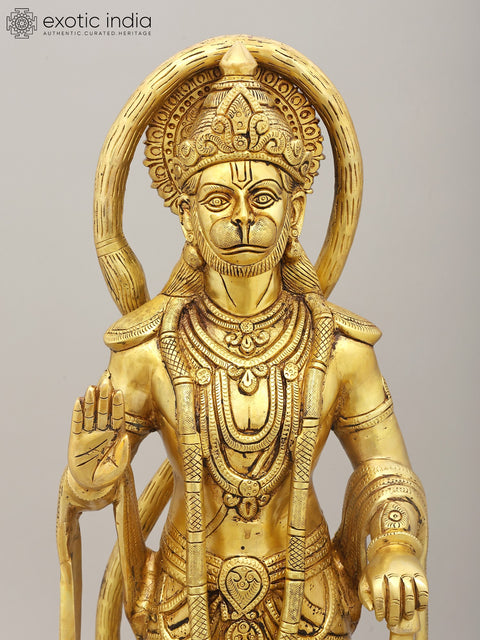 25" Standing Lord Hanuman In Blessing Gesture | Brass Statue