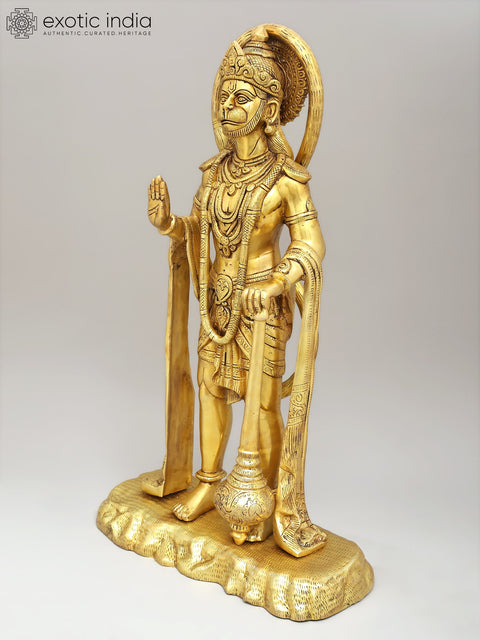 25" Standing Lord Hanuman In Blessing Gesture | Brass Statue