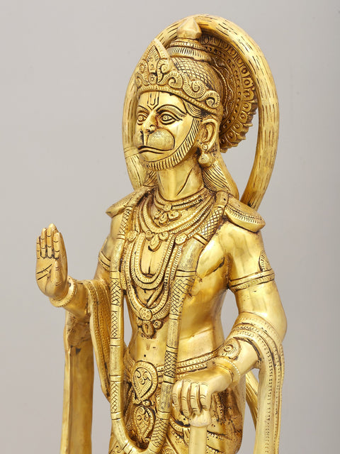 25" Standing Lord Hanuman In Blessing Gesture | Brass Statue