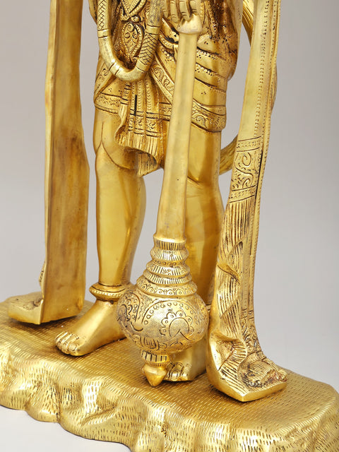 25" Standing Lord Hanuman In Blessing Gesture | Brass Statue