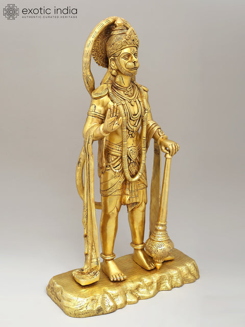 25" Standing Lord Hanuman In Blessing Gesture | Brass Statue